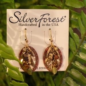 Owl and Leaf Earrings by Silver Forest